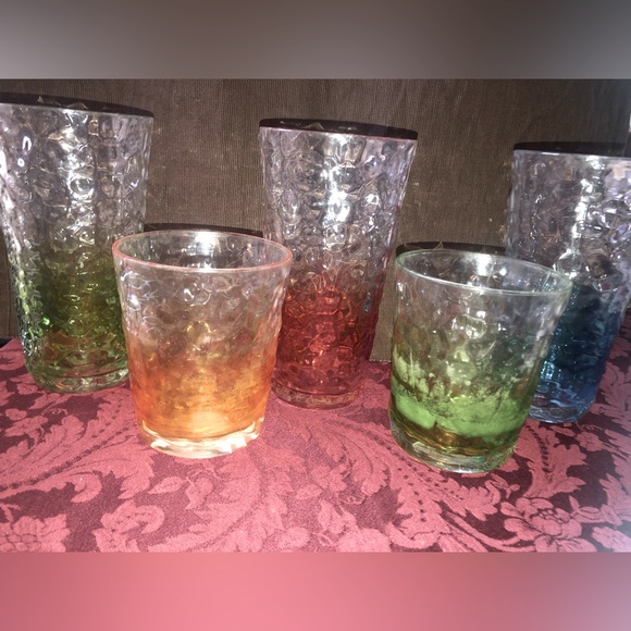 Clear & Jewel toned heavy duty plastic glasses. Great for outside use. - Picture 1 of 7